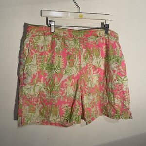 Lilly Pulitzer Swimsuit Shorts Mens large Swim Trunks Drawstring Pink Animals‎